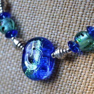 Mermaid Dichroic Glass and Silver Accents Necklace